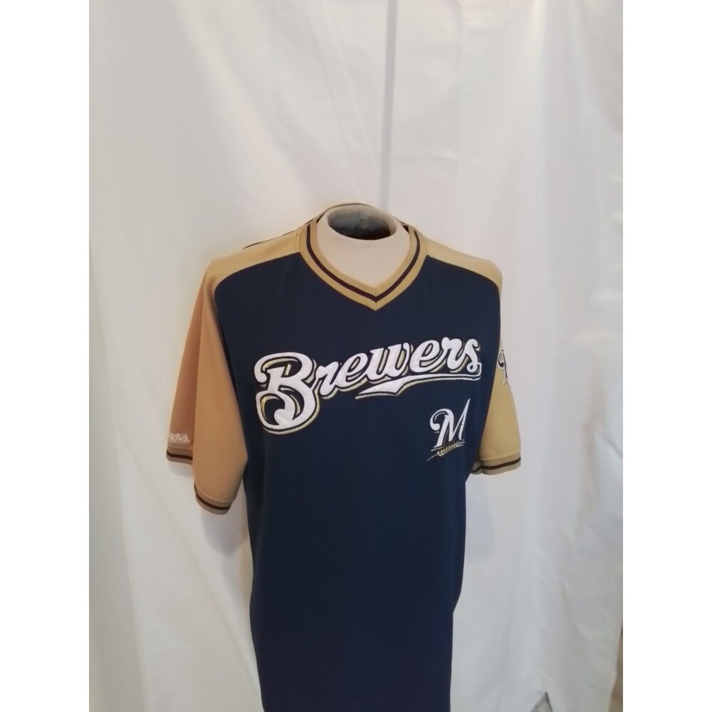 MEN'S BREWERS MLB STITCHES JERSEY. SZ 2XL. (2705)